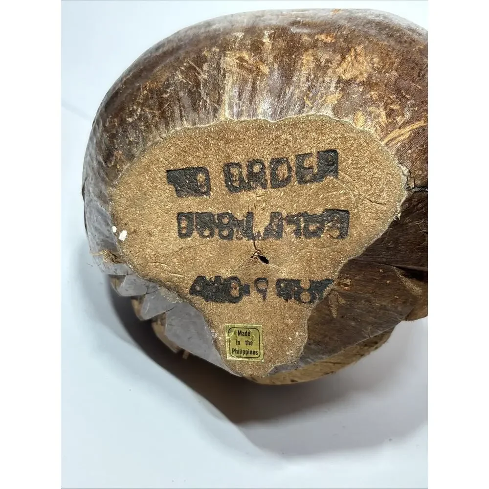 Vintage Dick's Last Resort Tiki Style Coconut Head Coin Bank Made in Philippines